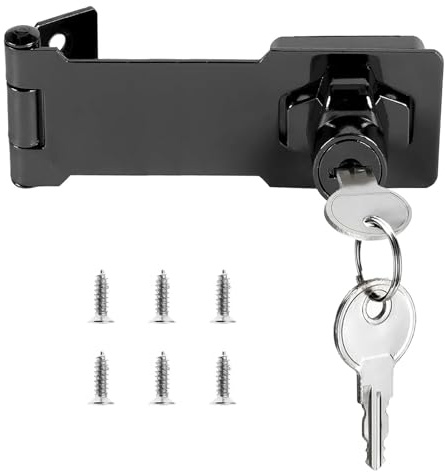 Schrank Schloss, 61mm (2.5in) Überfalle Abschließbar mit Schlüsseln, Rostfreie Stähle Hasp Lock Vorhängeschloss Torriegel, Möbelschloss mit Schlüssel Schloss Vorrichtung(Schwarz)