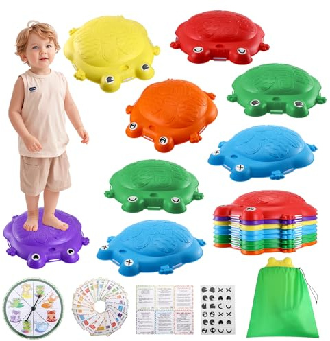 Stepping Stones Kids, 8pcs Frog-shaped Balance Sensory Stepping Stones, Non-Slip Toddler Stepping Stones for Indoor/Outdoor Sensory Play, Obstacle Course Kids, Capacity 265 lbs, Gift for kids Age 3-8