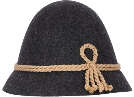 Steigenhöfer Original Herren Trachtenhut, Wanderhut, Filzhut Stopselhut - Heinrich - 100% Schurwolle - Schmale Krempe & Kordel - Zum Förstern & Wandern oder zum Oktoberfest