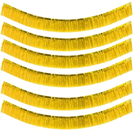 Yuragim 6 Stück Gold Fransen Girlande Metallic, Einzelleiste 30cm x 3m Lametta Girlande Goldene Folien Fringe Garland Wall Hanging Dekoration für Weihnachten Geburstag Karneval Hochzeit Party Deko