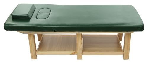 C-Juzarl Massagetisch 190x80x62cm Massage Comfort Massageliege aus Holz, Massagebank-Sechsbeinige Stütze, Massagebett für Spa, Salon (PU, Dunkelgrün)
