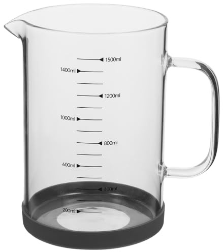 Healifty Tazza Graduata in Vetro 1500 Ml Con Scala, Misurino Portatile Con Beccuccio Per Versare, Brocca Da Cucina Per Latte e Caffè, Strumento Di Misurazione Preciso Per Uso Domestico e Professionale