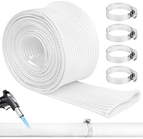 Tubo di Scarico 30mm per Generatori Riscaldatore di Parcheggio Tubo Isolante Guaina in Fibra di Vetro ad Alta Temp Lunghezza 300cm con 4 Clip per Generatori Riscaldatori Cavi