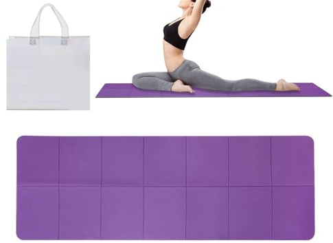 Reise-Yogamatte, 6 mm dick, Übungsunterlage für draußen, leicht, faltbar, mit Aufbewahrungstasche für Outdoor, Studio, Reisen, Zuhause, Picknick, Fitnessstudio, Workout