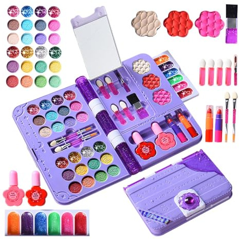 Kit Trucco per Ragazze | Giocattoli Cosmetici Lavabili Gioco Simbolico,Kit Bellezza - per Bambini Adolescenti Compleanno Festa in Costumi Vacanza Attività Interne Opere