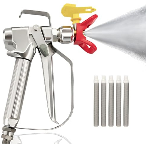 Kit de Pistola de Pintura Airless Pistola de Pintura sin Gas de Alta Presión 3600 PSI con Boquilla Reversible 517 Protector de Boquilla y 5 de Filtro para Sistemas de Pulverización