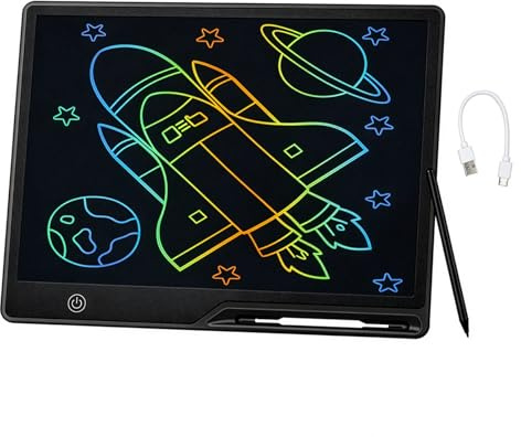 LCD Writing Tablet for Kids, Colorful Doodle Drawing Board with Stylus, Reusable One-Click Erase LCD Writing Pad, Educational Toy (1 Pack 16 Inch Black)