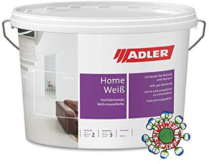 ADLER Aviva Home Weiß Wohnraumfarbe 3l, Wandfarbe auf Wasserbasis, atmungsaktiv, lösemittel- und weichmacherfrei