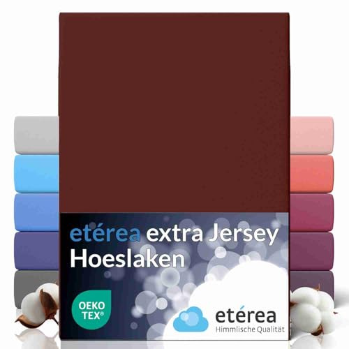 etérea Extra Jersey Spannbettlaken 240x220 cm Bordeaux bis 35cm Boxspring | 100% gek. Baumwolle 160 g/m² Spannbetttuch · bis 35 cm Steghöhe für Boxspring & Wasserbett · OEKO-TEX Made in Green