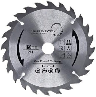 HM - Kreissägeblatt 160 x 20 mm kompatibel mit Bosch, Festool, Mafell, Industriequalität nach DIN EN 847-1 (HM 160 x 2,6 x 20 Z= 24 WZ)