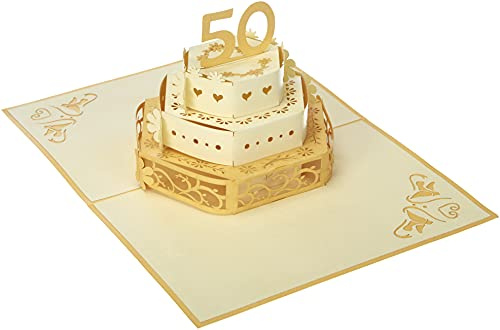 LINPOPUP®, LIN17326, POP UP-kort, bröllop, 50. Bröllopskort, 50-årsdagen År bröllopsdag, gratulationskort, bröllop, gratulationskort, bröllop, 50-årsdag Bröllopsjubilium, 50. år, N212