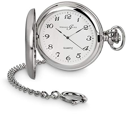 Hermann Jäckle Herren Taschenuhr Todtnau Quarz Silber 50 mm