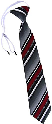 TigerTie Kinderkrawatte in bordeaux silber grau weiss gestreift - Krawatte vorgebunden mit Gummizug