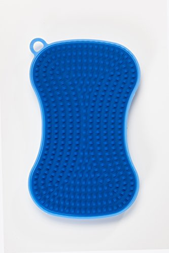 Kochblume Scrubby | Reinigungsschwamm aus Silikon | Premium-Silikon | Hitzebeständig | Spülmaschinenfest | Für leichte und hartnäckige Verschmutzung | Farbe: blau/dunkelblau