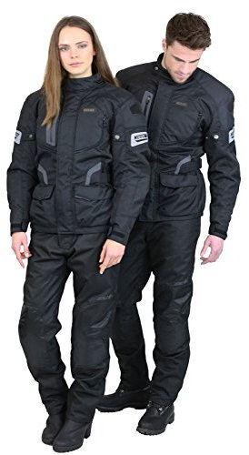 Nerve Shop Motorradjacke -Spark- Sommer Winter Motorrad Roller Jacke Protektorenjacke Textil Herren Wasserdicht mit Protektoren - Schwarz - 2XL / XXL