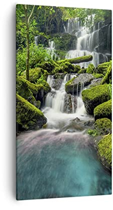 ARTTOR Moderne Impression sur Toile 55x100 cm Paysages Forêt - 3754 | Parc Cascade Eau Moderne Tableau Décoratif Grand Décoration Murale Art Mural Toile Imprimée Chambre Cuisine Salon ARTTOR