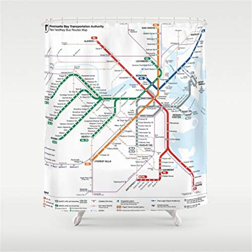 JOOCAR Boston Metro Map Shower Curtain Waterproof Splash Fabric Bathroom Accessories