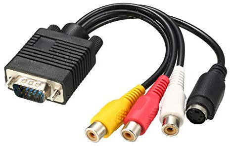 N/A VGA vers 3 RCA Câble Mâle vers S-Vidéo Audio AV Adaptateur Femelle Convertisseur pour Carte Vidéo Supporte Sortie TV Via Port VGA