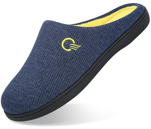 Mishansha Zapatillas de Casa Hombre Pantuflas Invierno Hombres Memory Foam CáLido Antideslizantes Interior Al Aire Libre Zapatilla de Estar Azul 40/41
