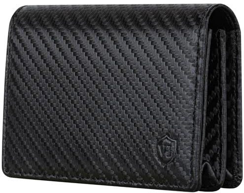 VON HEESEN® Visitenkartenetui in Carbon-Optik mit RFID-Schutz - Platz für 50 Visitenkarten - 6 Fächer - Visitenkarten Etuis - Geschenk für Damen & Herren (Carbon)