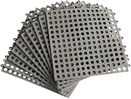 G-LIKE 10 Stück PVC Bodenfliesen – Anschließbare Fliesen Bad Dusche Küche Schwimmbad Haustierbereich Matte für Boden DIY Verzahnt rutschfest mit Massage Saugnäpfen Entwässerung 30x30 cm (Grau)