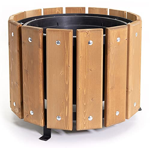 Holzfee City Pflanzkübel XL Pflanztopf Blumentopf rund Ø 50 x H 45 cm Holz Fichte Farbauswahl (Roteiche)