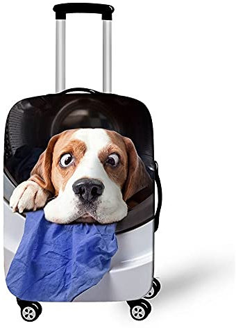 Morbuy Elastisch Kofferhülle Kofferschutzhülle Anti-Kratzer Staubdicht Kofferüberzug Luggage Protector Cover Kofferbezug Reisekofferabdeckung (Süßer Hund,L)