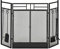 HOMCOM Pare-feu Large pour cheminée ou poêle - Pare-étincelles serviteur de cheminée 2 en 1 avec Accessoires - 3 Volets Pliables et Porte - Acier métal Noir