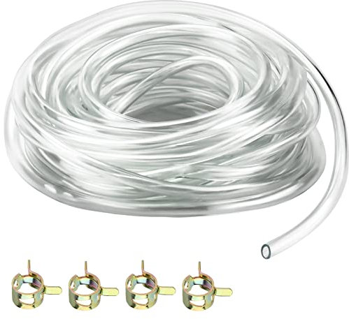 Gomma Trasparente 5M 8mm x 11mm Tubo Silicone Flessibile in PVC Con 4 Fascette Stringitubo per Acquario e Aria