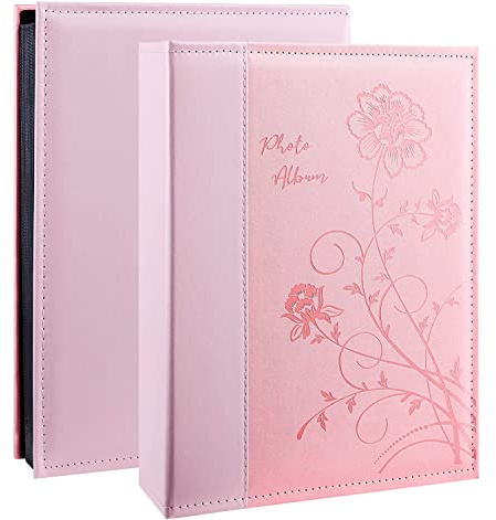 Artmag Photo Album 4x6 300 Photos, Extra Large Capacity Leather Cover Wedding Family Photo Albums Holds 300 Horizontal 4x6 Photos(Pink)
