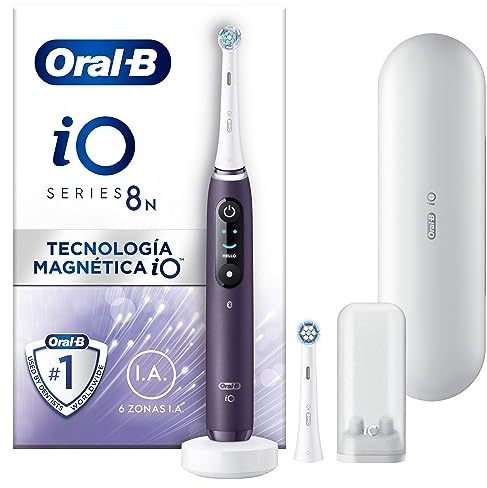 Oral-B iO 8N Bluetooth-ansluten elektrisk tandborste lila, 2 borstar, 1 resefodral