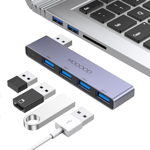 MOGOOD Hub USB,4 In 1 Presa USB Multipla USB Con 1 Porta USB 3.0, 3 USB 2.0, in alluminio, ultra sottile, hub dati portatile, applicabile per laptop, iMac Pro, MacBook Air, Notebook PC