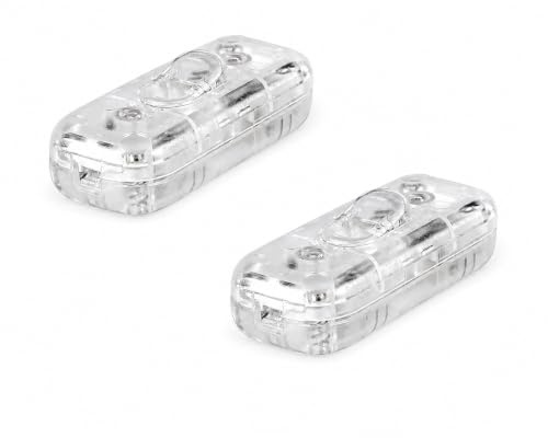 Set 2 Interruttori Passafilo trasparente per Lampade 250V 6A con Terra