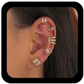 Inilbran Boho Geschichtetes Ohr Manschette Wrap Ohrring Gold Knorpel Manschette Ohrring Vintage Breite Ohrmanschette Ohrringe Minimalistische Blatt Gefälschte Helix Knorpel Ohrringe 1set
