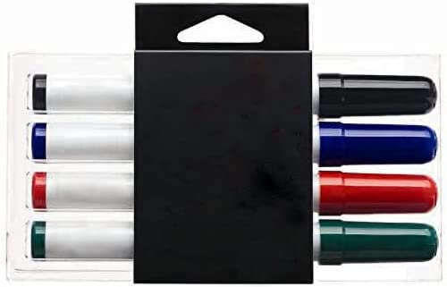 KAV Assorted Colour Pack of 4 Marker Pens for Office, Schools, and Home - Non-Toxic Ink - All-in-One Design with Dry Wipe Eraser - Stylish Markers for Whiteboards, Flipcharts, and Notice Boards