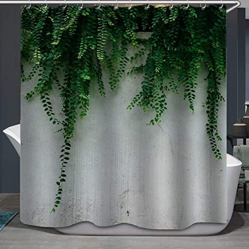 SEYUMI Duschvorhang 180x180 Ranken und Grüne Blätter Duschvorhang Efeu-Pflanze Badezimmer Vorhang Antischimmel Wasserdicht 3D Effekt Duschvorhänge Textil Polyester Stoff für Badewannen mit Haken