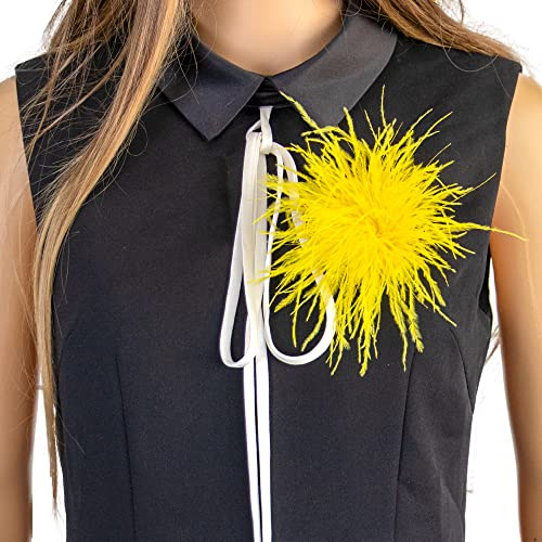 SYSUII Damen Federbrosche,Natürliche Straußenfeder Ansteckbrosche Federbrosche Feder Blume Brosche Pins Kleid Zubehör Fascinators Kostüme Dekor Kopfbedeckung für Hochzeit Party Festival -Gelb