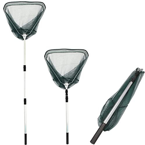 Crystals Pond Fish Net Koi Fishing + Pool Leaf and Aquarium Fish Net with Telescopic Handle for Koi Fish UK - Extendable from (105-210 cm)