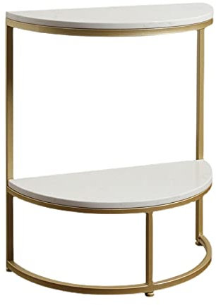 Halbrunder Sofatisch, Marmor-Aufbewahrungstisch, schmaler Wandtisch mit stabiler Basis, 2-stufige Nachttische für Eingang, Wohnzimmer, Schlafzimmer (Größe: 50 x 25 x 60 cm, Farbe: A) Full of stars