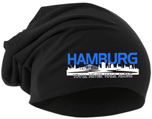 UGLYSHIRT Hamburg Skyline Mütze | Strickmütze Hamburg Sport Mütze Hut Logo Hat Stadt Dehnbar Beanie