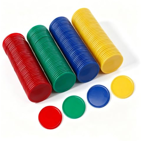 Qinsky Zählen Spielchips,Kunststoff Zähler 160er Pack Farbige Bingo Chips Farbzähler für Mathe Mathematik Oder Spiele Lernressourcen