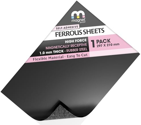 WarMag - Fogli di acciaio in gomma, morbida lamiera (ferrosi) per miniature di Wargaming, display magnetico o hobby (super ricettiva 1 mm di spessore, foglio singolo A4 (30 x 21 cm)