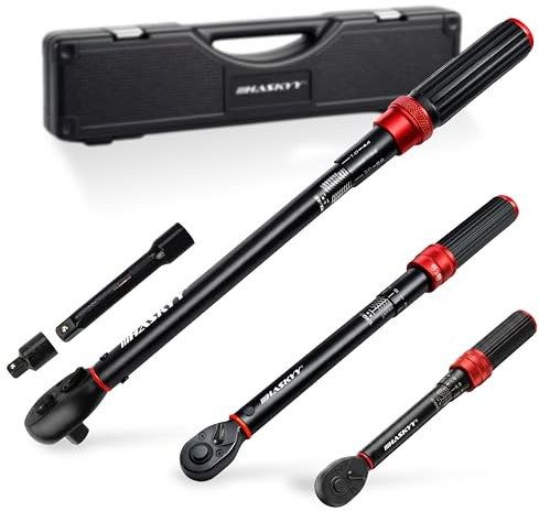 HASKYY momentnyckel set 1/4 tum 3/8 tum 1/2 tum 5–25 Nm 20–120 Nm 40–220 Nm 3-delad cykel motorcykel motor bil vridmoment spärrnyckel