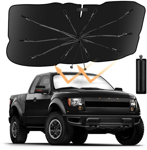 Parasol Coche Delantero,Parasol Paraguas Coche Actualizado Quitasol Coche Delantero Protección UV y Bloqueo Térmico para la Mayoría de Los Coches (145×85 cm)