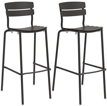 JonesHouseDeco Mesas Altas y taburetes Taburete Exterior Mesa de Bar Set Tavolo Bar Mesa Bistró de Exterior con 4-6 Taburetes Cuadrado Silla de Bar con Estribo, para Bar,Cocina y Comedor Negro