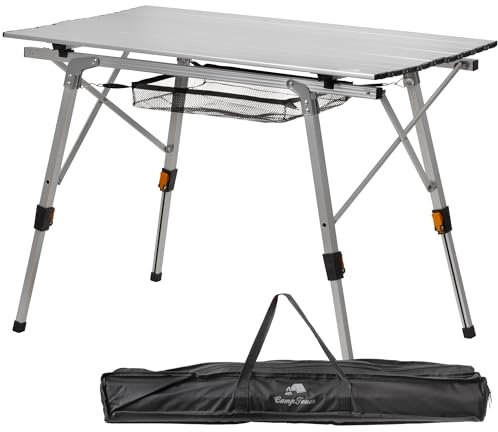 CampFeuer Campingtisch faltbar | 90,5 x 51,5 cm | Klapptisch mit Tragetasche, Gartentisch, Reisetisch | Falttisch höhenverstellbar, Outdoortisch, Beistelltisch | Balkontisch, Mehrzwecktisch