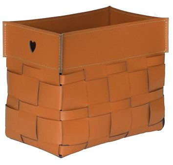 LIMAC Design LORY Zeitungsständer modern aus gewebtem Leder, Zeitschriftensammler, Originaler Zeitungskorb, Bücherkorb, für Zuhause, Büro, Hotel, Hergestellt in Italien. (Braun)