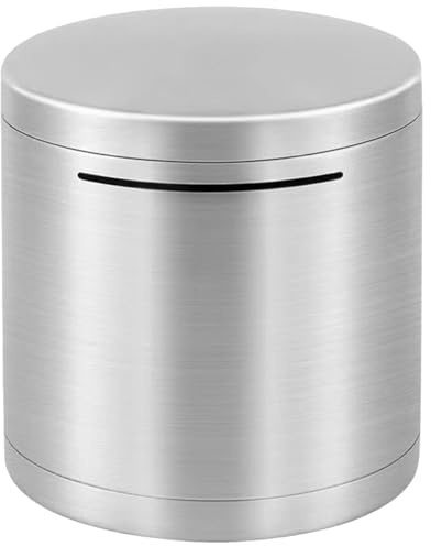 Sparbössa i rostfritt stål sparbössa okrossbar och oöppningsbar spargris för kontanter och myntsparare pengabänk hjälp budget och spara 14 x 15 cm, metallsparbössa