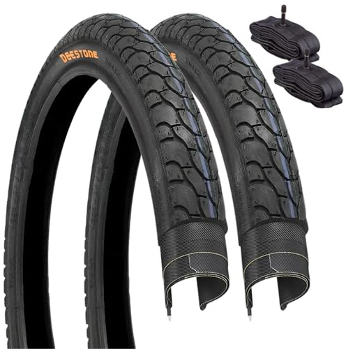 2 pneus 20 x 1,75 (47 – 406) + 2 chambres à air America Schrader vélo City Bike Graziella Deestone noir