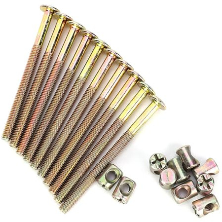 10 Stück M6 Zylindermuttern Bolzen-Set Verzinkter Kohlenstoffstahl Möbelschrauben Industrie-Verbindungsschrauben Für Holz Bretter Verbinden (100 mm)